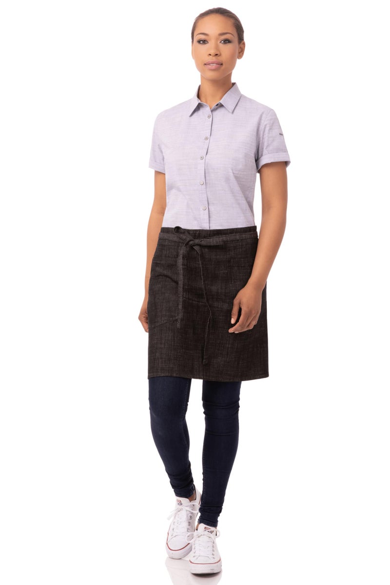 Chef Works Unisex Corvallis Half Bistro Apron, Black Burgundy, One Size - Image 5
